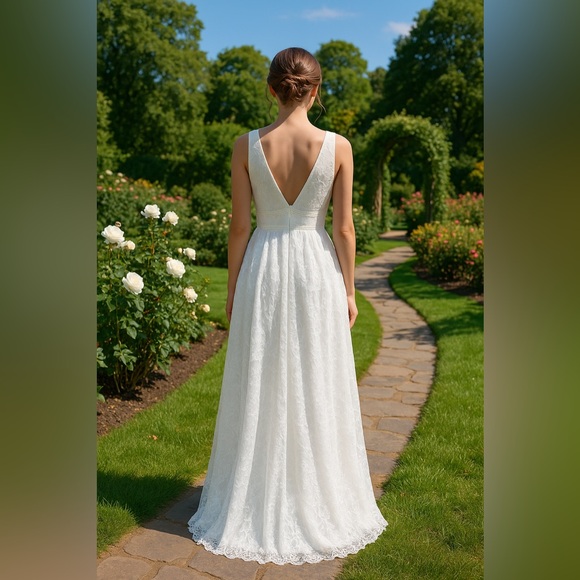 Lulus White Embroidered Tulle Floral Wedding Maxi Dress - Picture 2 of 2